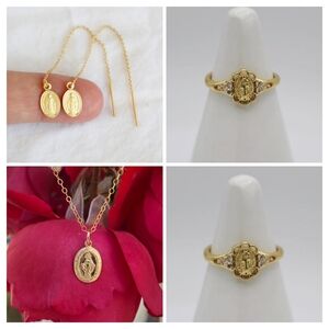 Golden Catholic Jewelry Set + Free Gift In Last Photo